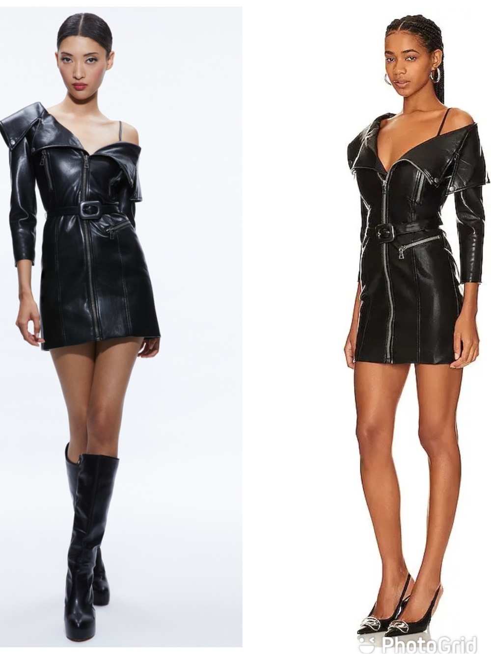 Alice + Olivia Miara Faux Leather Moto Dress in Black